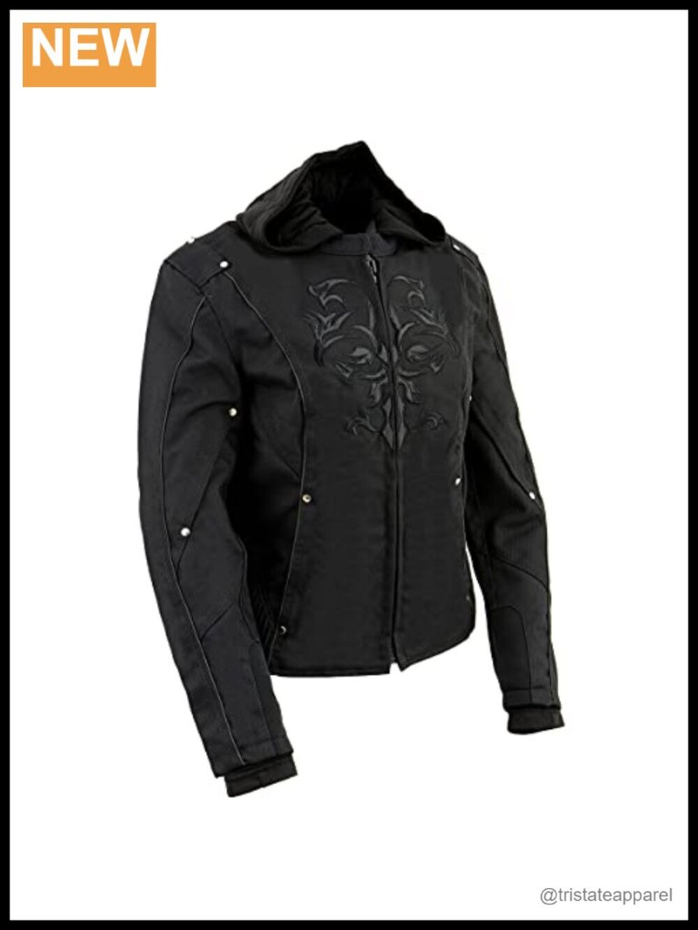 Women's 3/4 Sleeve Reflective Motorcycle Jacket with Removable Hood